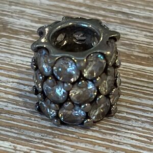 Sterling silver cubic zirconia charm bead possibly Pandora or TROLLBEADS charm